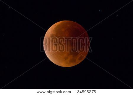 Super red bloodmoon with in dark sky