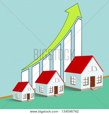 Construction of real estate. Growth chart. Stock vector illustration.