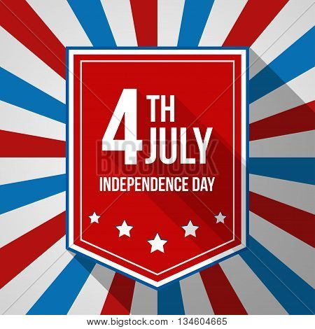 USA Independence Day background. Vector illustration with text stripes and stars for posters flyers decoration in colors of american flag. 4July national celebration.