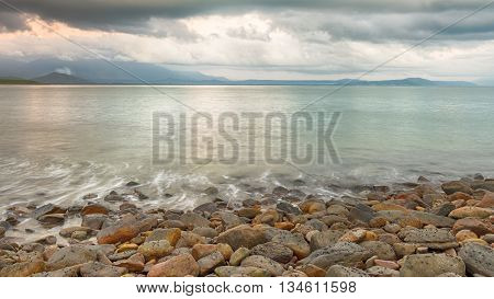 Coral Sea moonset in Port Douglas, Queensland, Australia.