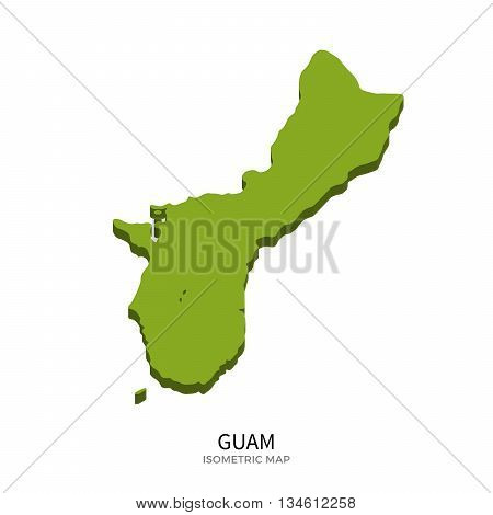 Isometric map of Guam detailed vector illustration. Isolated 3D isometric country concept for infographic