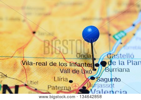 Vall de Uxo pinned on a map of Spain