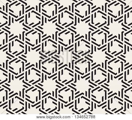 Vector Seamless Black And White Interlacin Lines Geometric Islamic Pattern