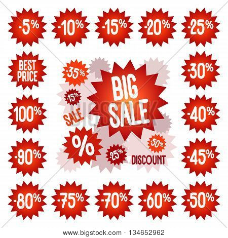 Sale vector label icons. Discount stickers set for shop, retail, promotion. Vector illustration.