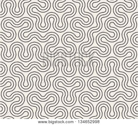 Vector Seamless Black And White Round Stripes Dotted Line Geometric Pattern