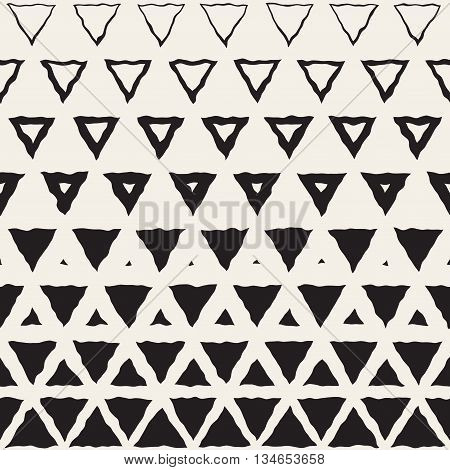 Vector Seamless Black And White Hand Drawn Triangle Halftone Pattern