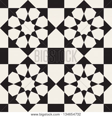 Vector Seamless Black White Geometric Pattern