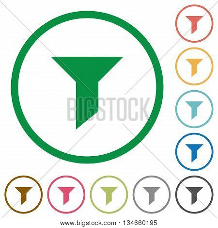 Set of filter color round outlined flat icons on white background