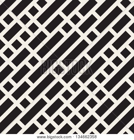 Vector Seamless Black And White Diagonal Rectangles Geometric Pattern