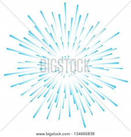 Blue nova star explosion dynamic rays vector background.