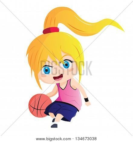 Illustration 2D Enfant Fille Sport Basket Ball
