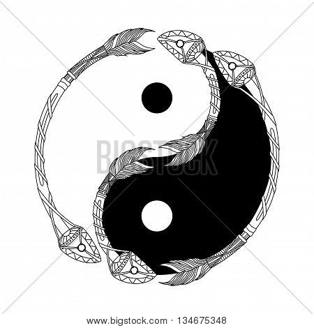 Yin Yang Black And White With Arrow