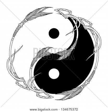 Yin Yang Black And White With Arrow