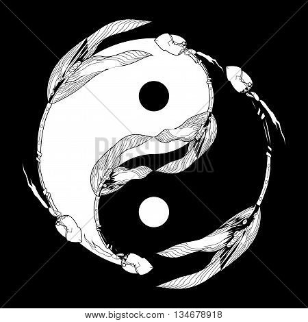 Yin Yang Black And White With Arrow