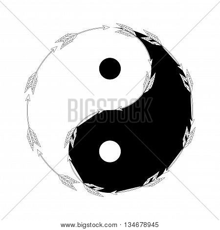 Yin Yang Black And White With Arrow