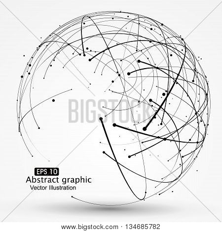 Point and curve constructed the sphere wireframe ,technological sense, abstract illustration.