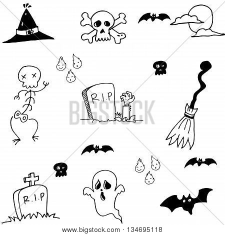 Hand draw doodle Halloween stock vector illustration