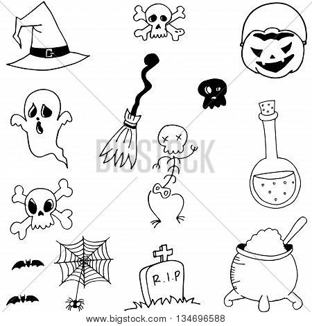 Vector stock halloween doodle on white backgrounds