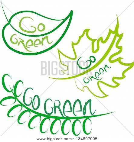 Go Green. Set of foliage, green symbols for ecology design.