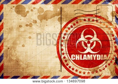Chlamydia concept background, red grunge stamp on an airmail bac