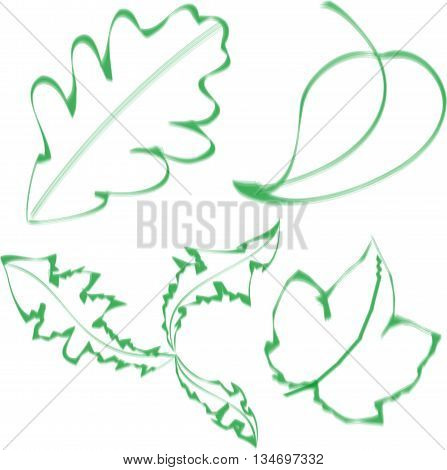 Vector clipart. Set of leaves, green symbols for ecology design.