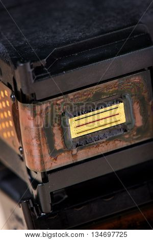 closeup nozzle plate of ink cartridge for inkjet printer