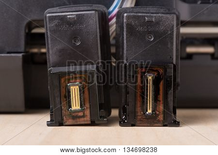 closeup nozzle plate of ink cartridge for inkjet printer