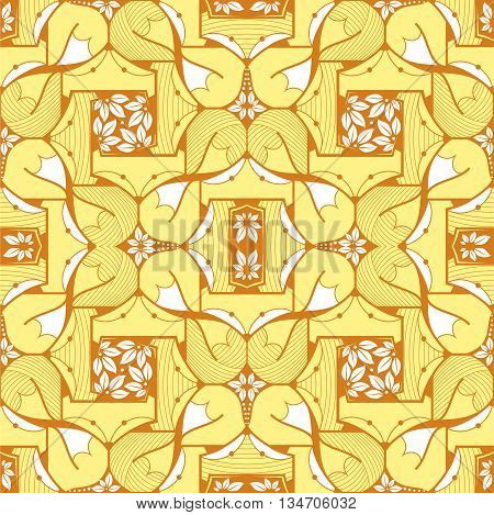Head fox and white tails pattern on a yellow background