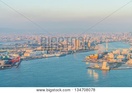 OSAKA, JAPAN - November  30, 2015 : Osaka city view from Umeda sky building, Osaka. View from the top.