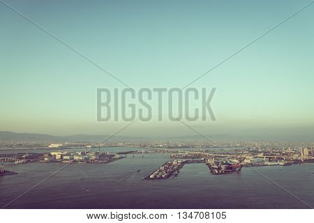 OSAKA, JAPAN - November  30, 2015 : Osaka city view from Umeda sky building, Osaka. View from the top.