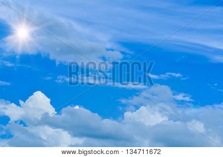 blue sky and sun with many gray cound