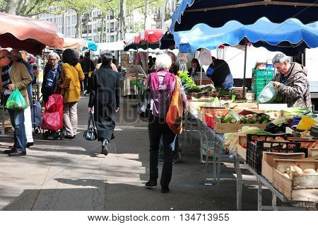 Lyon France - april 13 2016: the Saint Antoine quay market