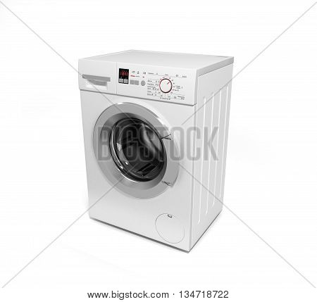 Washing Machine On White Background 3D Illustration