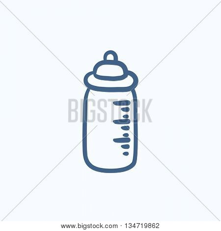 Feeding bottle vector sketch icon isolated on background. Hand drawn Feeding bottle icon. Feeding bottle sketch icon for infographic, website or app.