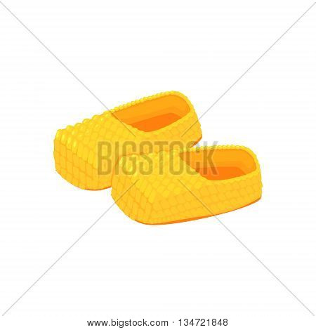 Russian Peasant Bast Shoes Bright Color Detailed Cartoon Style Vector Illustration Isolated On White Background