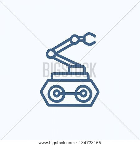 Industrial mechanical robot arm vector sketch icon isolated on background. Hand drawn Industrial mechanical robot arm icon. Industrial mechanical robot arm sketch icon for infographic, website or app.