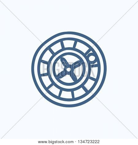 Roulette wheel vector sketch icon isolated on background. Hand drawn Roulette wheel icon. Roulette wheel sketch icon for infographic, website or app.