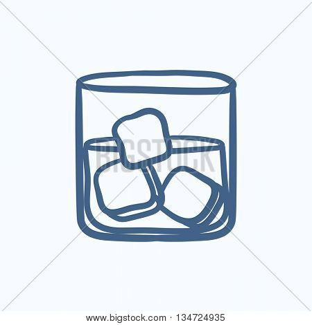 Glass of water with ice vector sketch icon isolated on background. Hand drawn Glass of water with ice icon. Glass of water with ice sketch icon for infographic, website or app.
