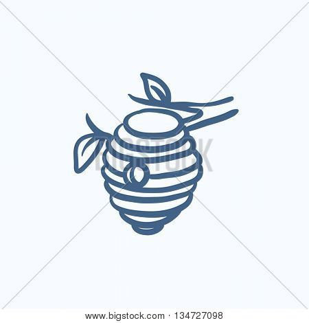 Bee hive sketch icon for web, mobile and infographics. Hand drawn bee hive icon. Bee hive vector icon. Bee hive icon isolated on white background.