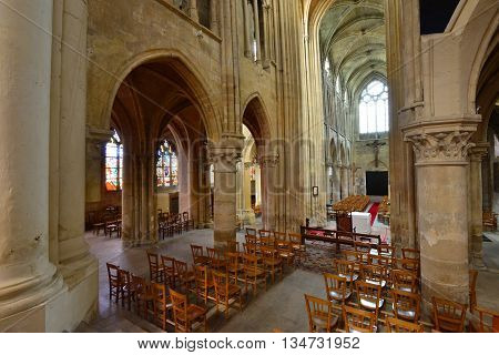 Triel sur Seine France - april 12 2016 : the gothic and renaissance Saint Martin church