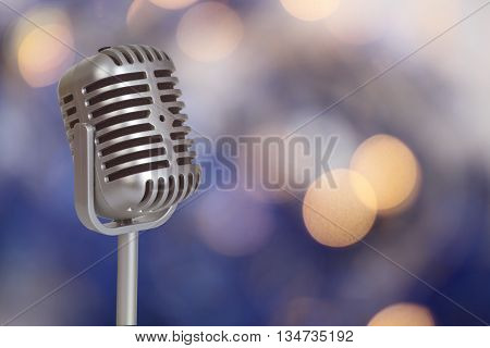 Retro Microphone with bokeh background_This is no SHURE Microphone