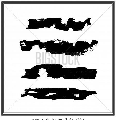 Set of four rough inky brush strokes