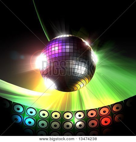 Barevné třpytivé disco koule strana klubu ilustrace