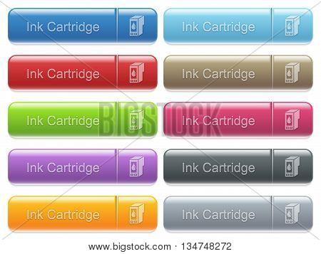Set of ink cartridge glossy color captioned menu buttons with embossed icons