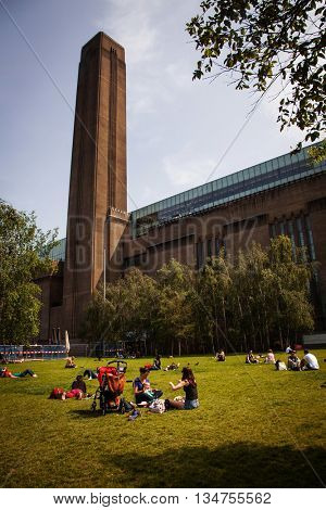 LONDON, UK - JUNE 9, 2016: Tate Modern Gallery in London, UK. Tate Modern's new building will finally open to the public in June 2016.