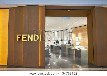 KUALA LUMPUR, MALAYSIA - MAY 09, 2016: Fendi store in Suria KLCC. Suria KLCC is located in the Kuala Lumpur City Centre district. It is in the vicinity of the landmark the Petronas Towers.