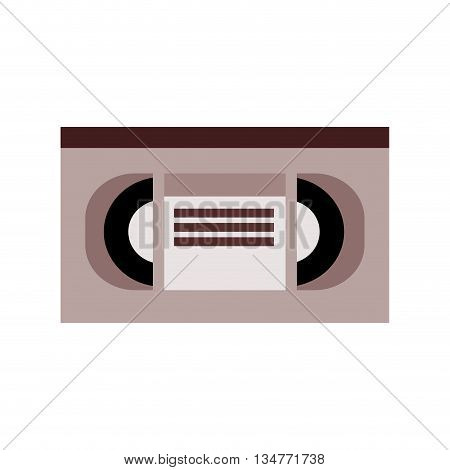 brown and grey videocassette with title tag in the center vector illustration isolated over white