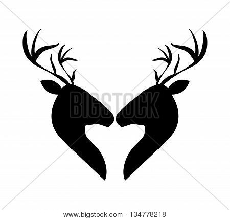 Animal concept represented by couple of deeer illustration, flat and isolated design