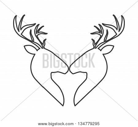 Animal concept represented by couple of deeer illustration, flat and isolated design