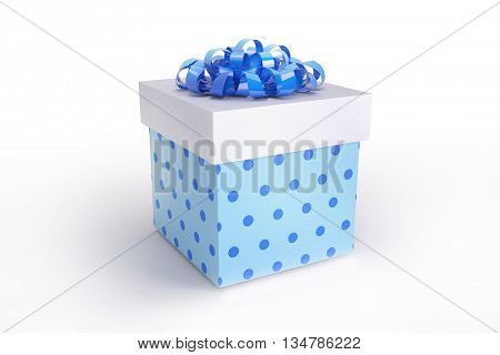 blue gift box with tie 3D illustration